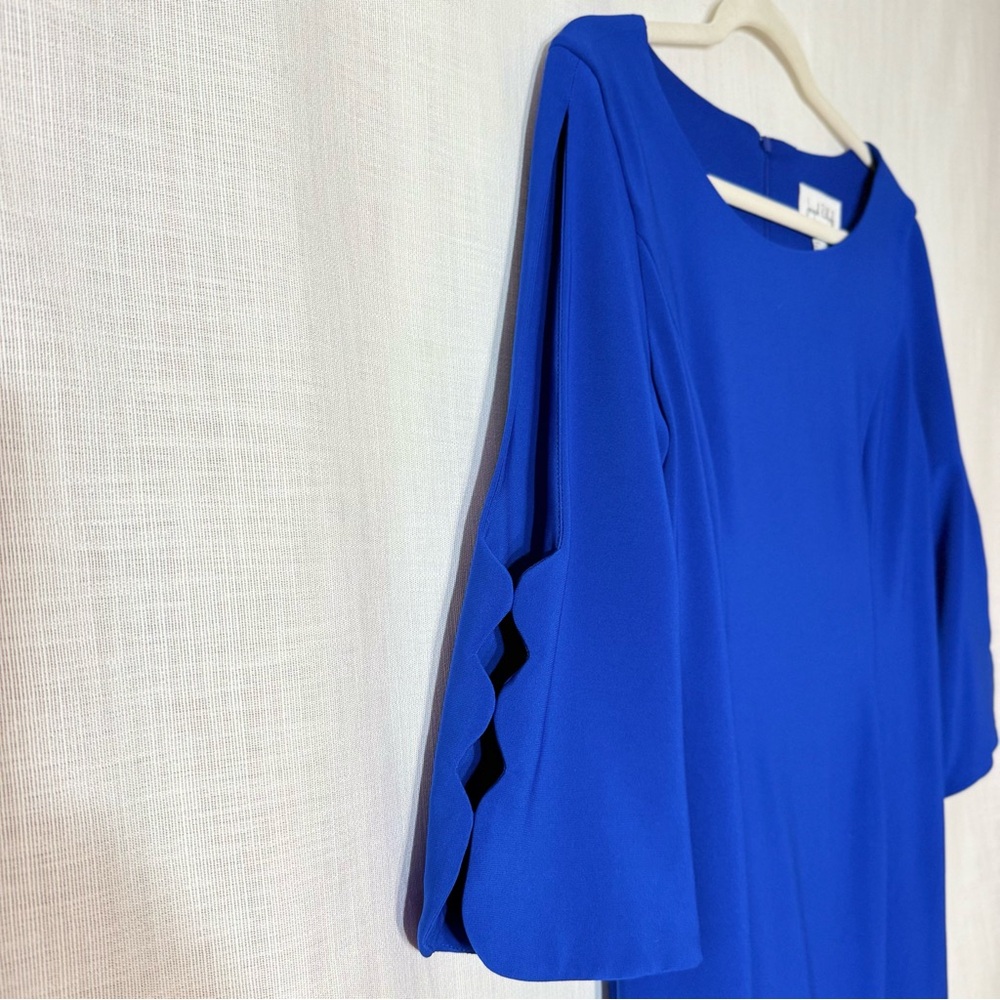 Joseph Ribkoff Cobalt Scallop Sleeve Sheath Dress Career Cocktail 12 - Picture 3 of 7